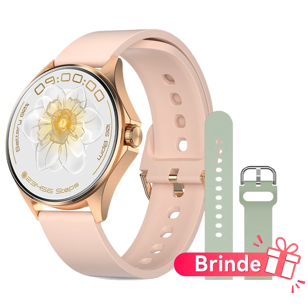 Smartwatch damski AURAFIT ELLA z ekranem AMOLED i monitorem cyklu Różowe złoto