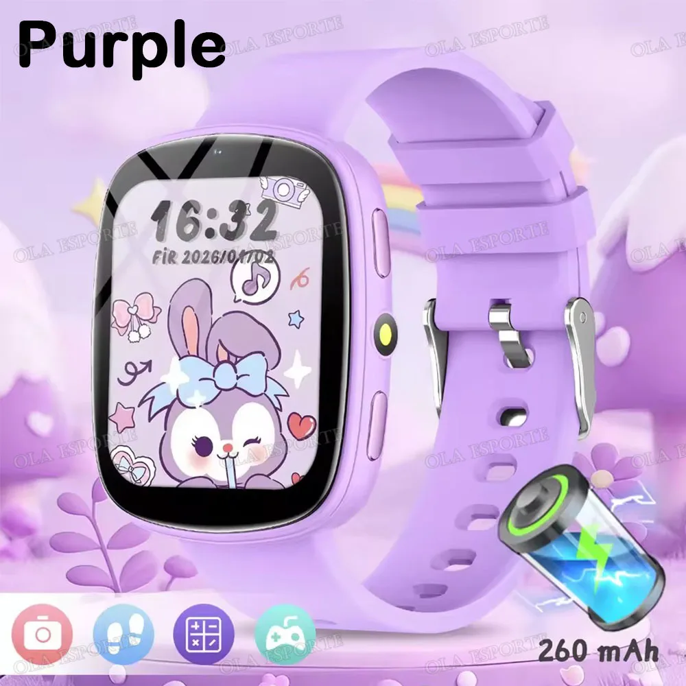 Smartwatch dla dzieci z aparatem i 22 grami, ekran HD 1.83 Purpl