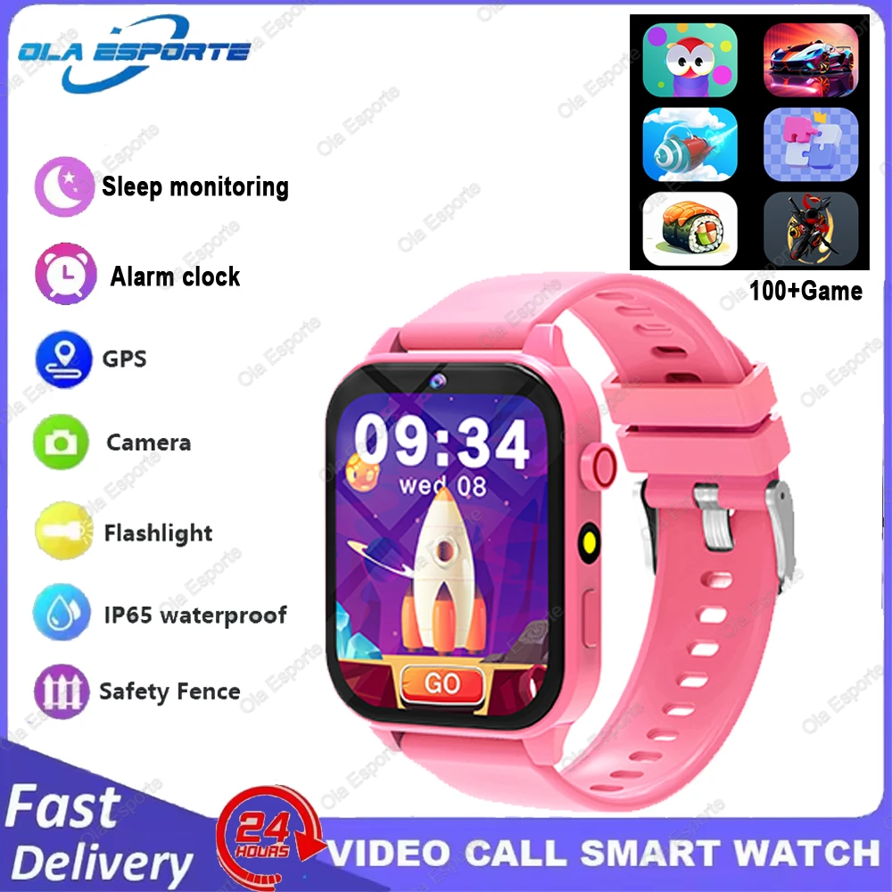 Smartwatch dla dzieci z aparatem, grami i latarką Różowy