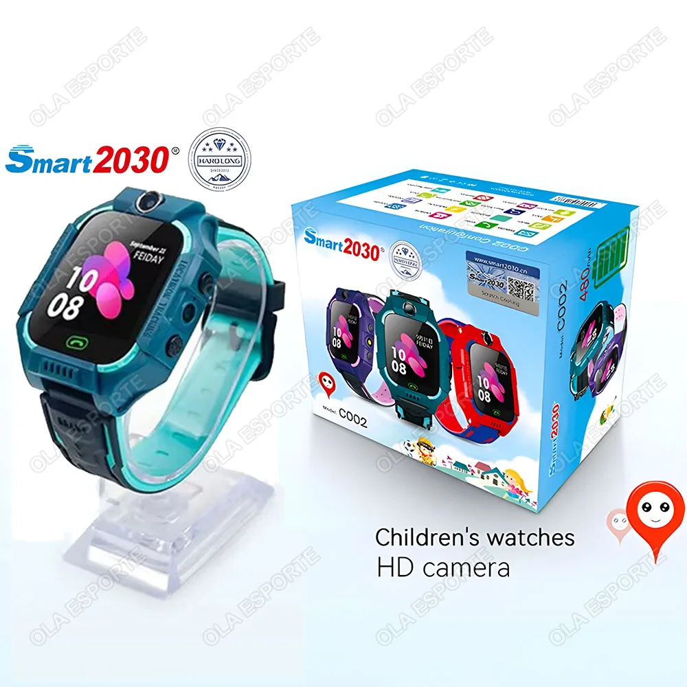 Smartwatch dla dzieci z GPS, SOS i kamerą wodoodporny IP67 Zielony