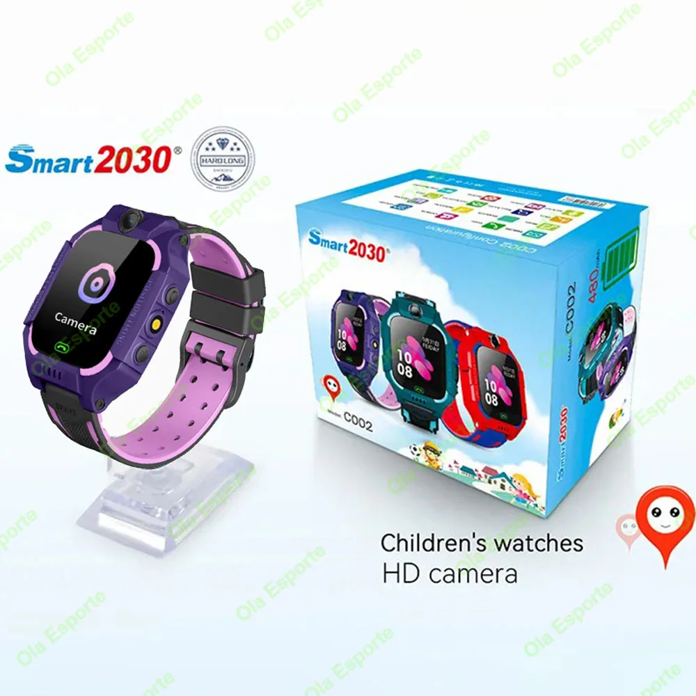 Smartwatch dla dzieci z GPS, SOS i kamerą wodoodporny IP67 Fioletowy