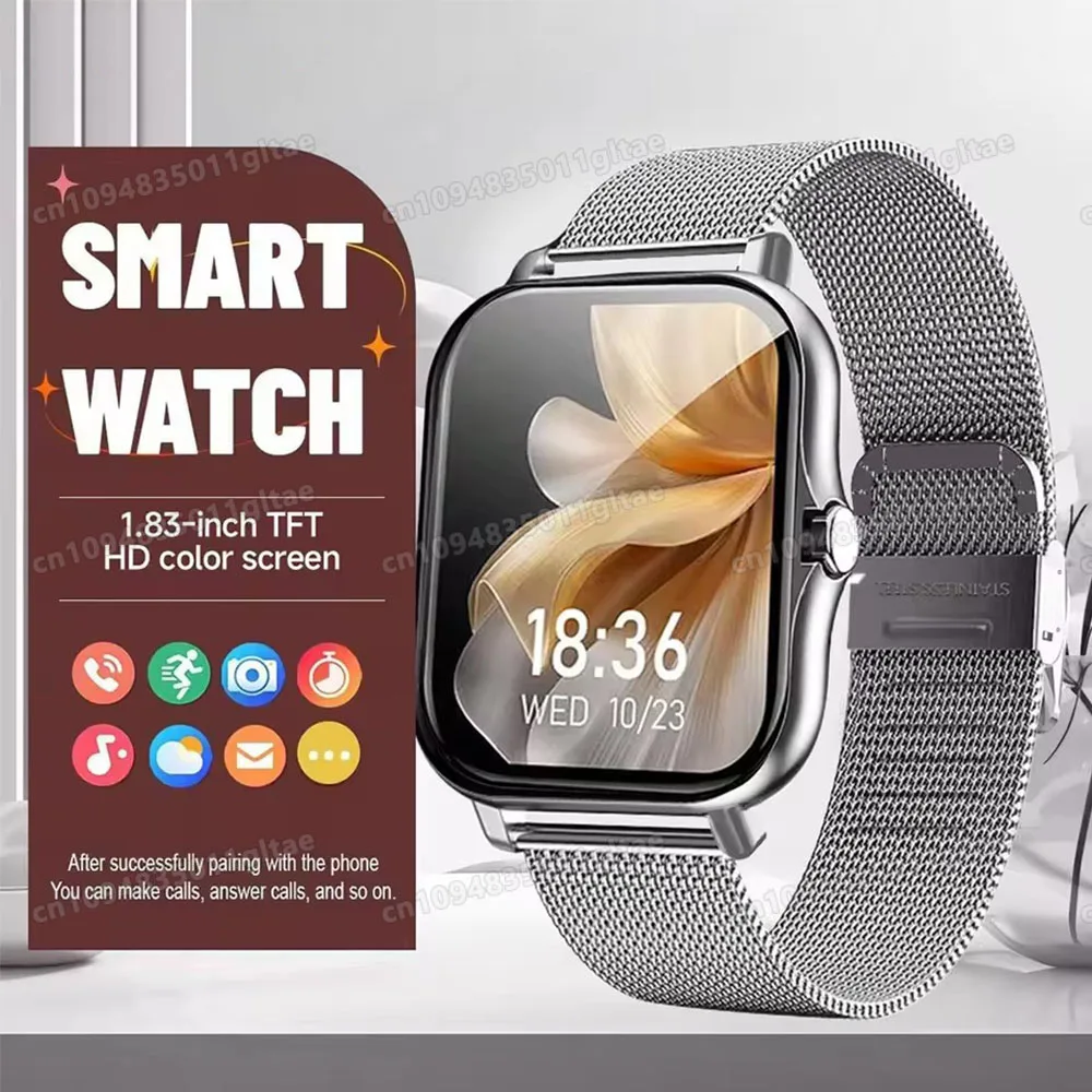 Smartwatch z funkcją dzwonienia i monitorowaniem zdrowia, ekran 1,8 cala Silver20milan