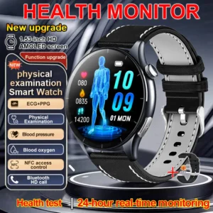 Smartwatch z EKG, pomiarem ciśnienia i SpO2 do Androida i iOS Starlight leather