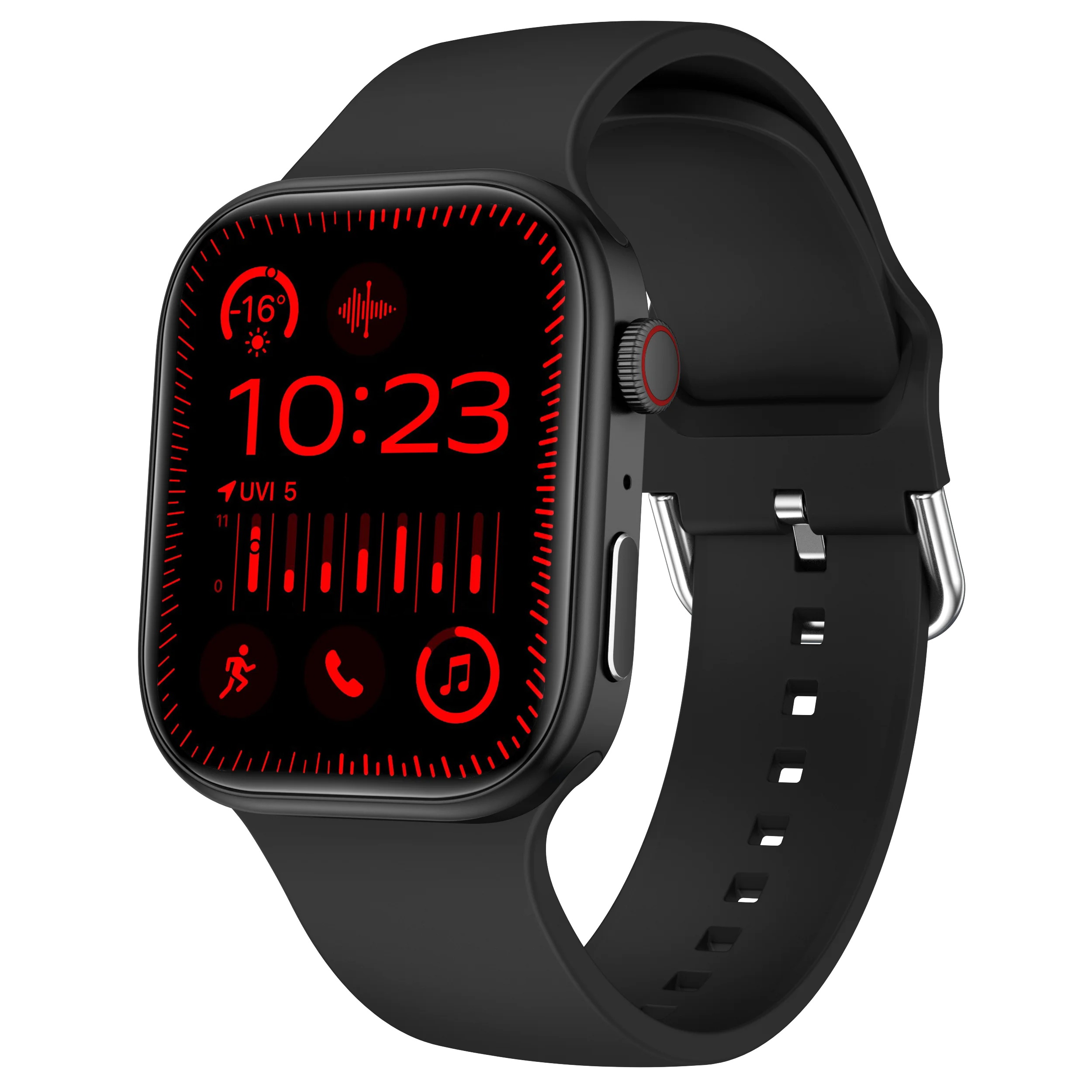Smartwatch z ekranem HD 1,83" i pomiarem zdrowia Czarny
