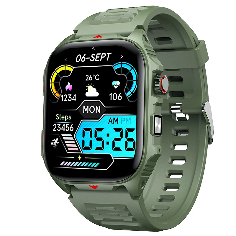 Smartwatch fitness z pomiarem tętna i funkcją rozmów Zielony