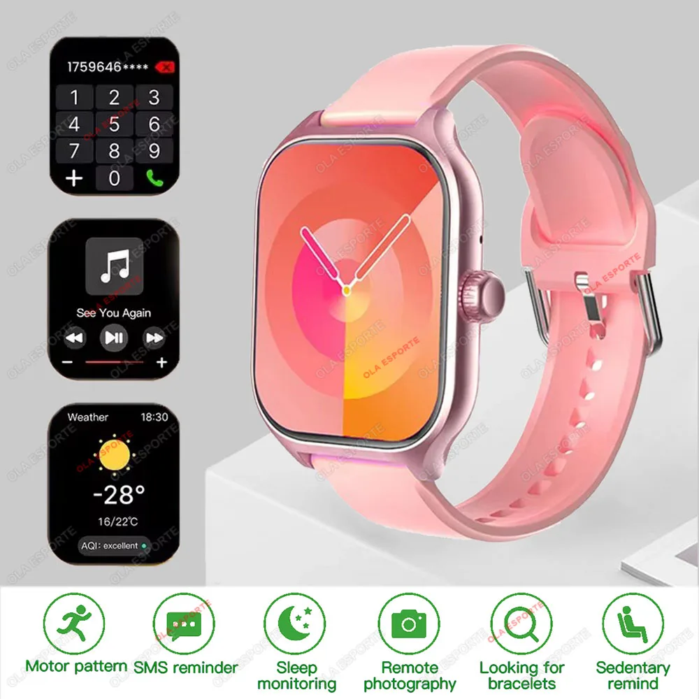 Smartwatch z GPS, Bluetooth i pomiarem tętna IP68 Różowy