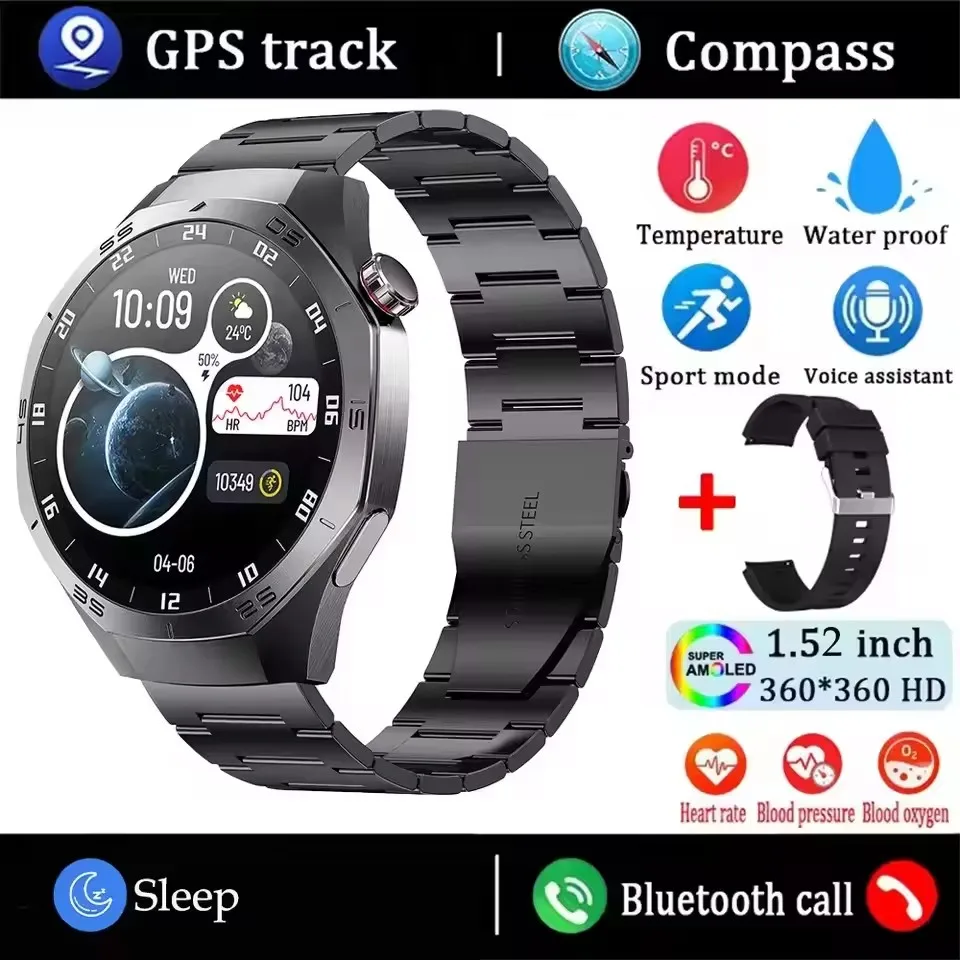 Smartwatch GT5 Pro z ekranem AMOLED, GPS, NFC i pomiarem tętna Bk22szstrap