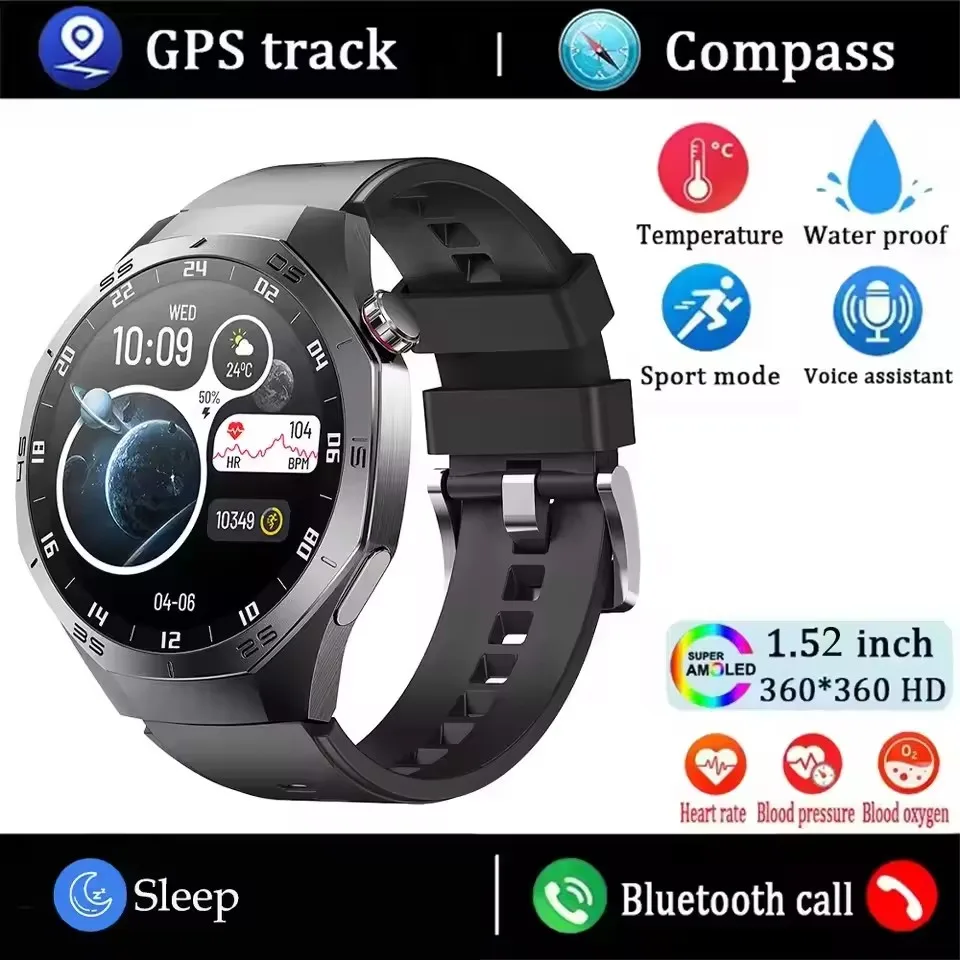 Smartwatch GT5 Pro z ekranem AMOLED, GPS, NFC i pomiarem tętna Czarny