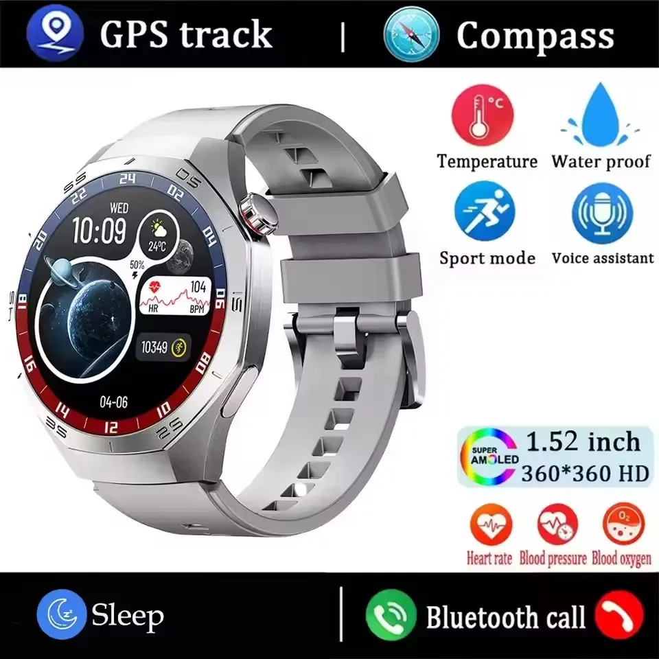 Smartwatch GT5 Pro z ekranem AMOLED, GPS, NFC i pomiarem tętna Srebrny