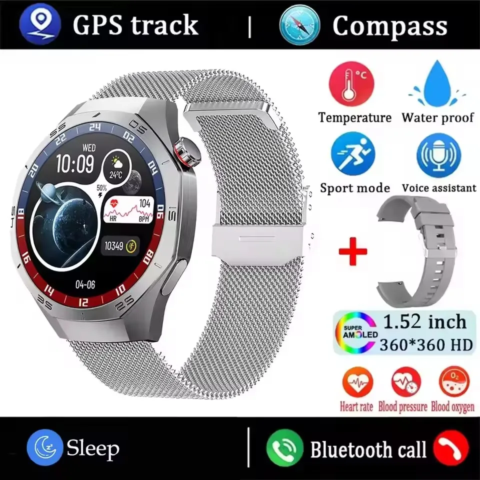 Smartwatch GT5 Pro z ekranem AMOLED, GPS, NFC i pomiarem tętna Wh22milan