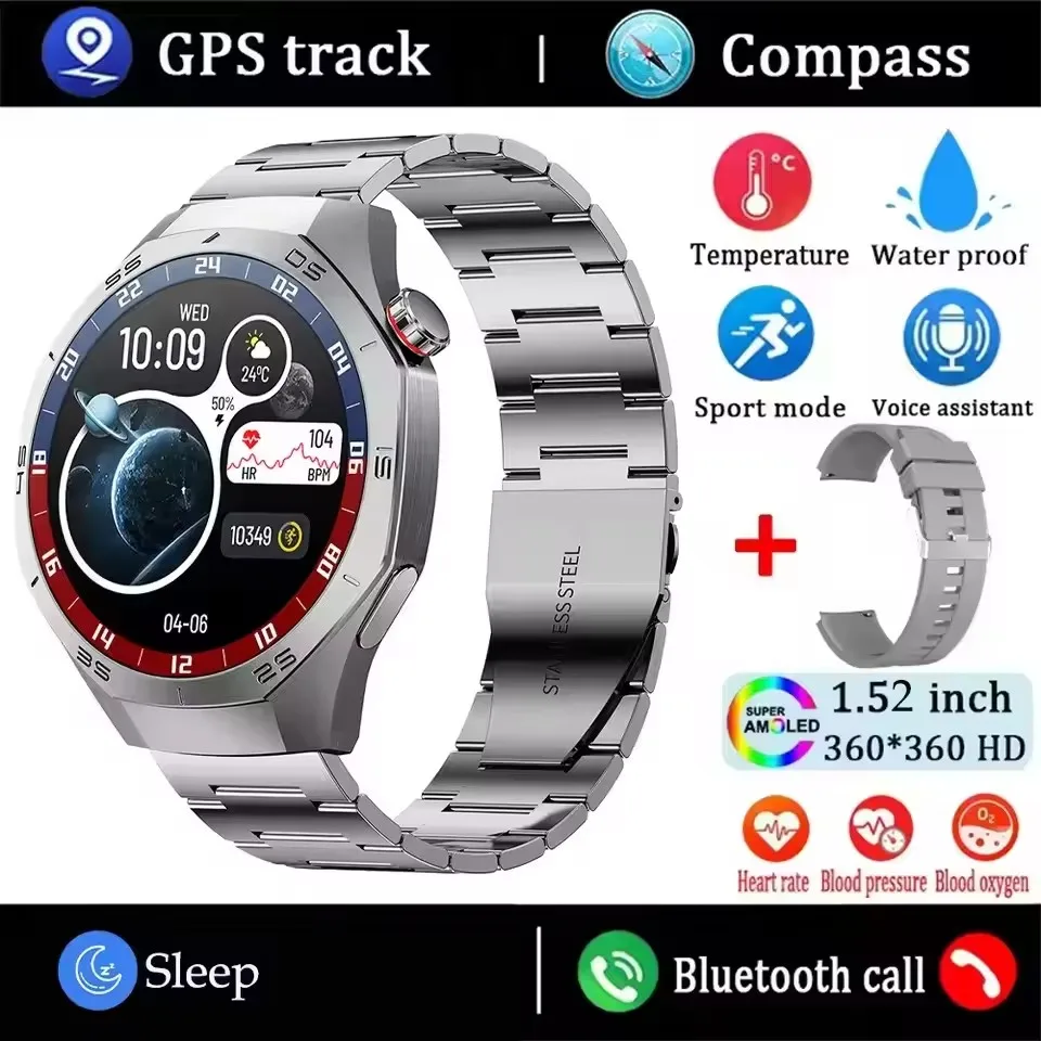 Smartwatch GT5 Pro z ekranem AMOLED, GPS, NFC i pomiarem tętna Wh22szstrap