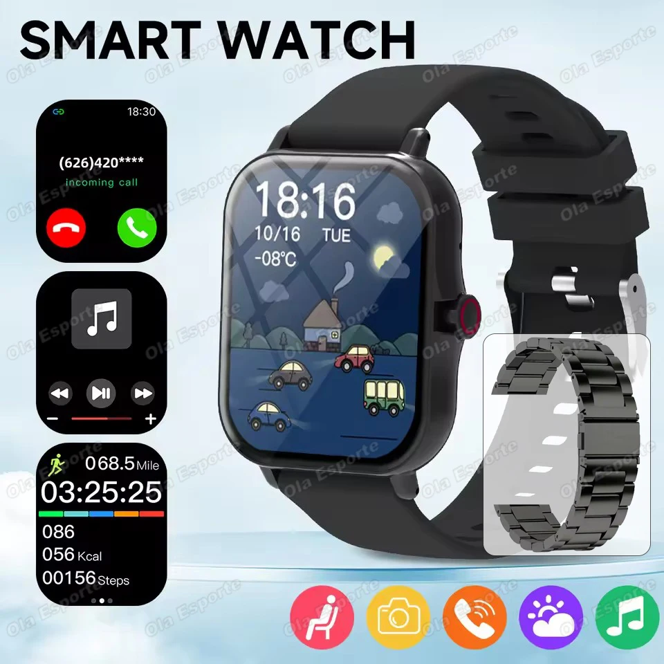 Smartwatch z ekranem HD 1.83 cala i funkcją rozmów Bk20szstrap