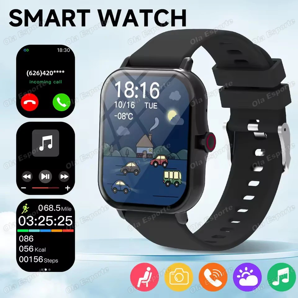 Smartwatch z ekranem HD 1.83 cala i funkcją rozmów Czarny