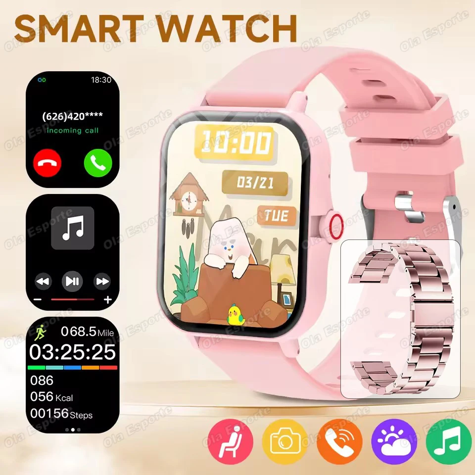 Smartwatch z ekranem HD 1.83 cala i funkcją rozmów Pk20szstrap