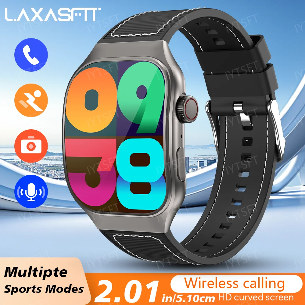 Smartwatch LAXASFIT z zakrzywionym ekranem i Bluetooth 5.3 Czarny