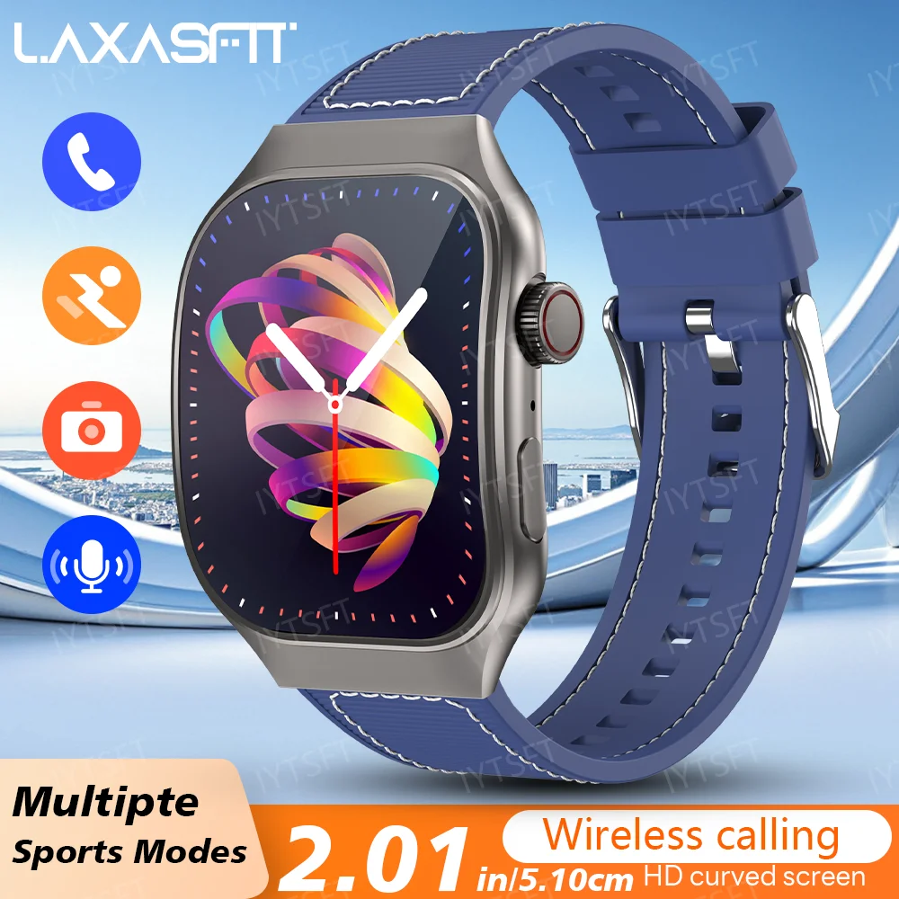 Smartwatch LAXASFIT z zakrzywionym ekranem i Bluetooth 5.3 Niebieski