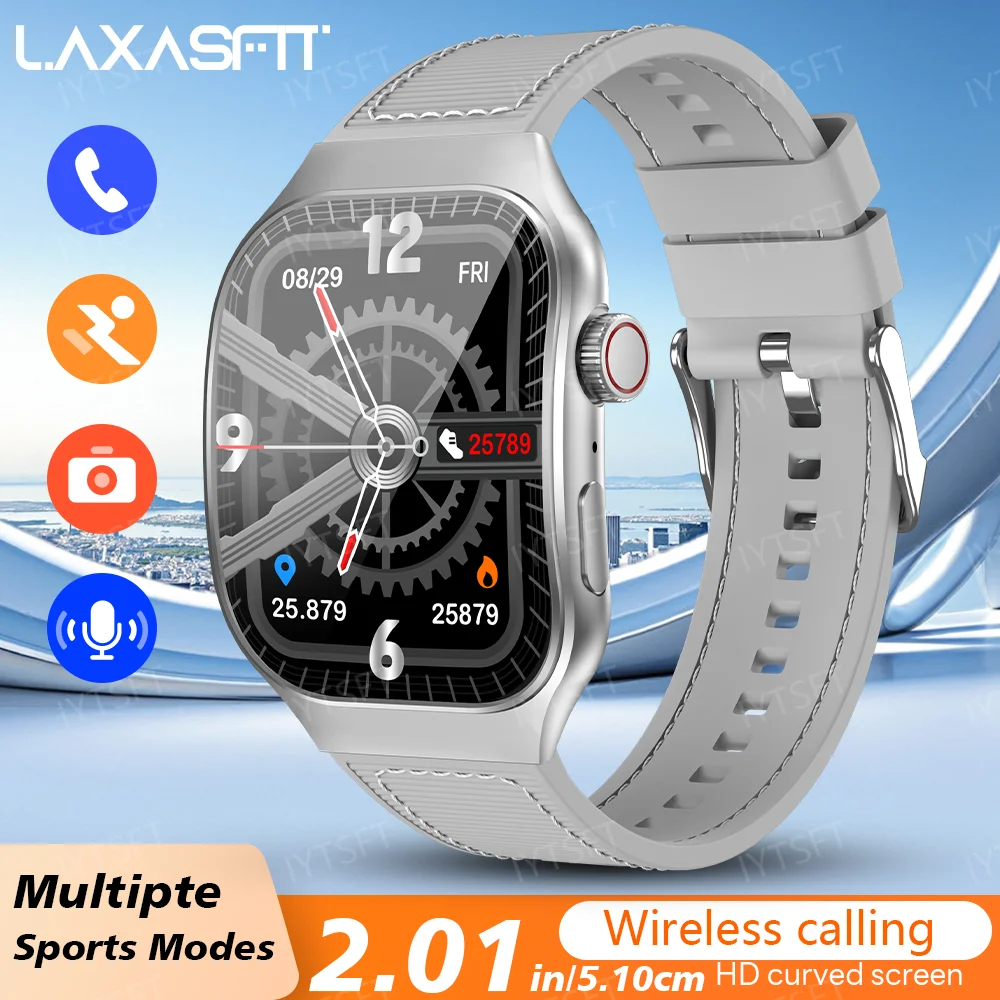 Smartwatch LAXASFIT z zakrzywionym ekranem i Bluetooth 5.3 Silvery