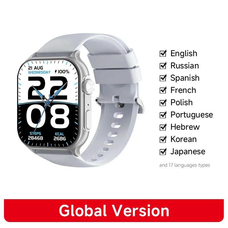 Smartwatch Lenovo Watch Fit z ekranem HD 1.96 cala i rozmowami Bluetooth Srebrny