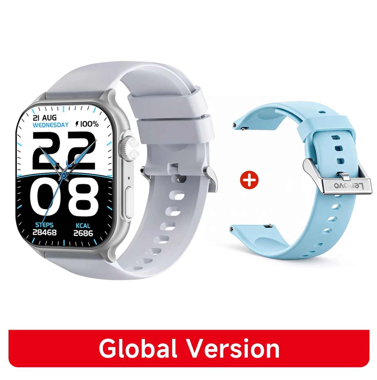 Smartwatch Lenovo Watch Fit z ekranem HD 1.96 cala i rozmowami Bluetooth Niebieski