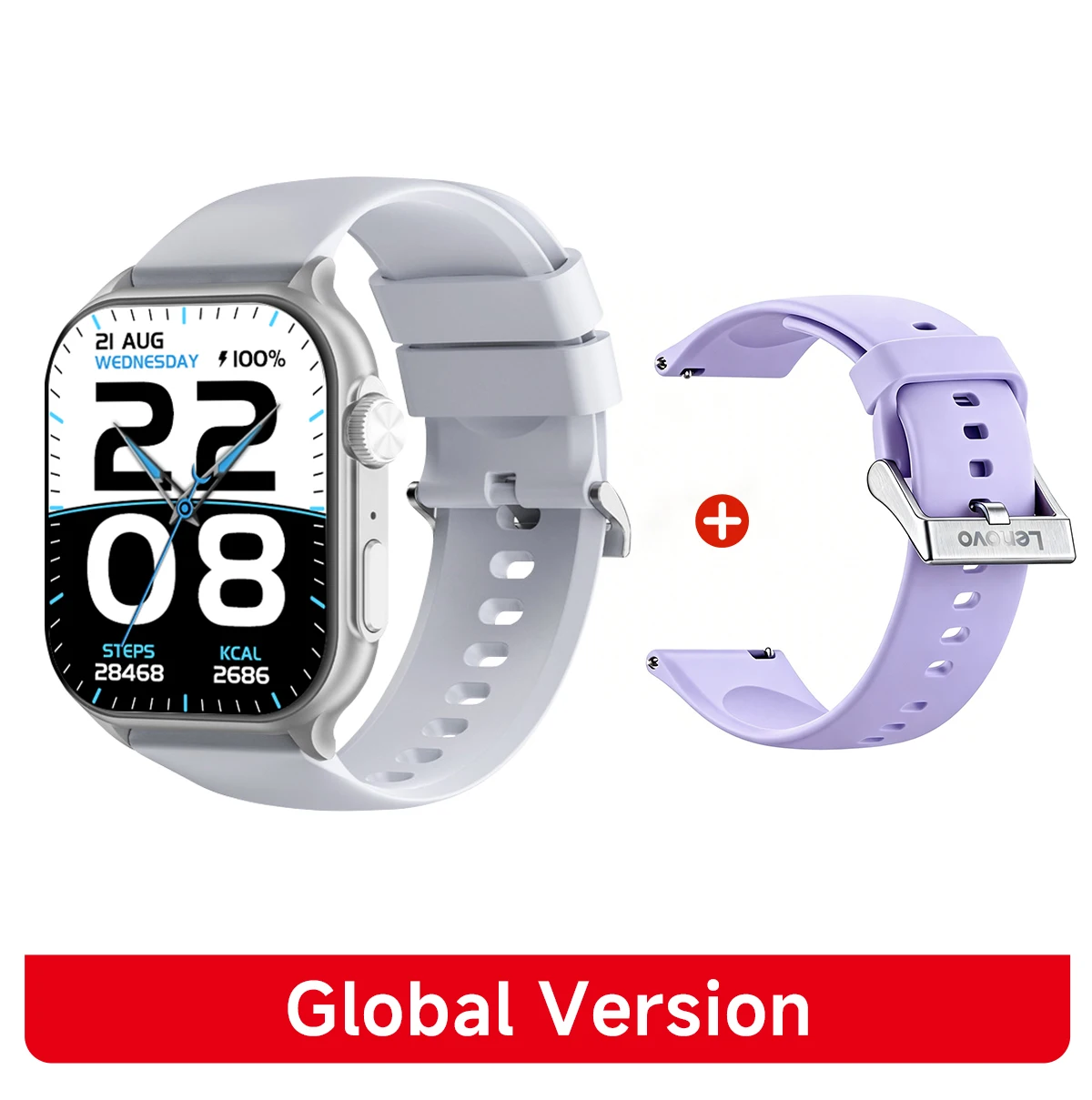Smartwatch Lenovo Watch Fit z ekranem HD 1.96 cala i rozmowami Bluetooth Fioletowy
