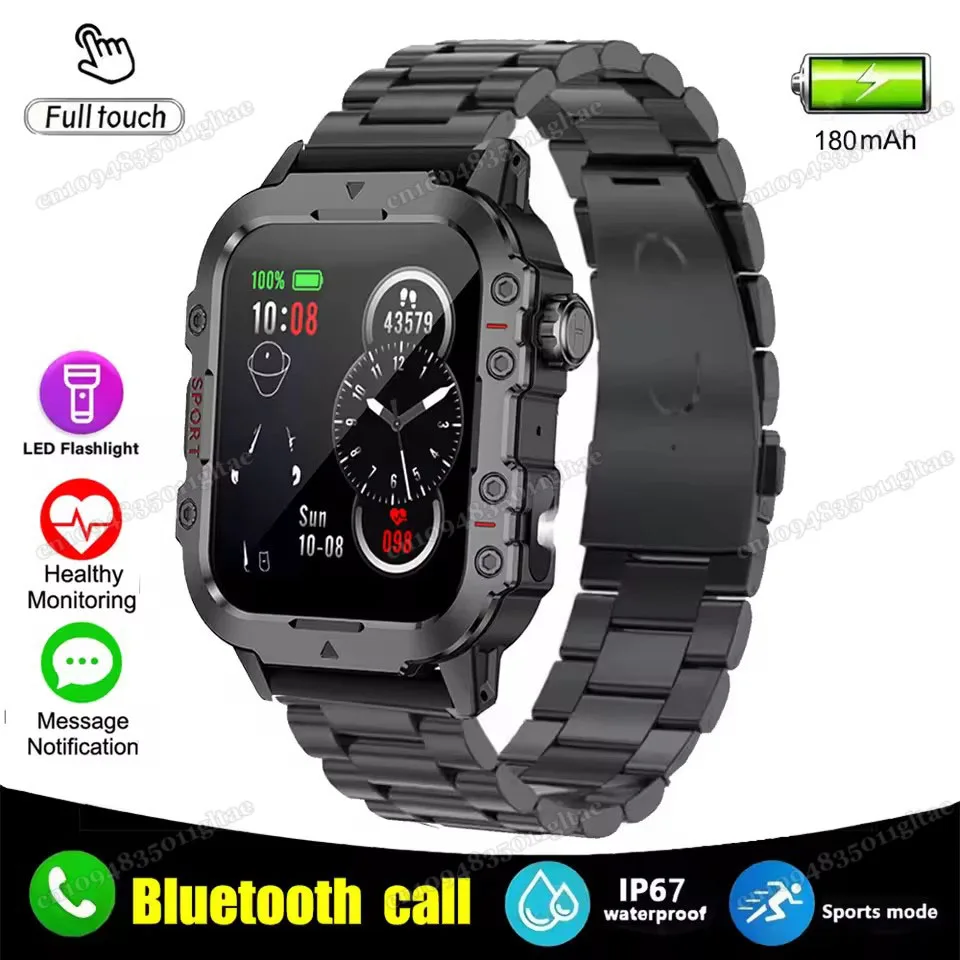 Wytrzymały smartwatch męski z GPS, latarką i wodoodpornością 1.44 bk22szstrap