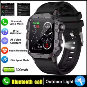 Wytrzymały smartwatch męski z GPS, latarką i wodoodpornością Czarny