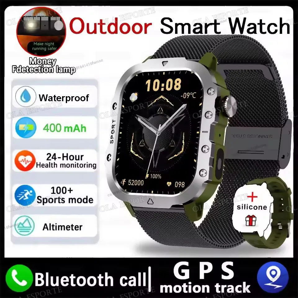 Wytrzymały smartwatch męski z GPS, latarką i wodoodpornością 2.01 gr22bkmilan