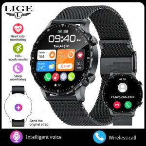 Smartwatch męski LIGE outdoor z ekranem HD 1.85 i pomiarem tętna Czarny