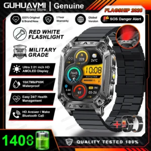 Smartwatch męski outdoor z GPS i baterią 1400mAh Czarny