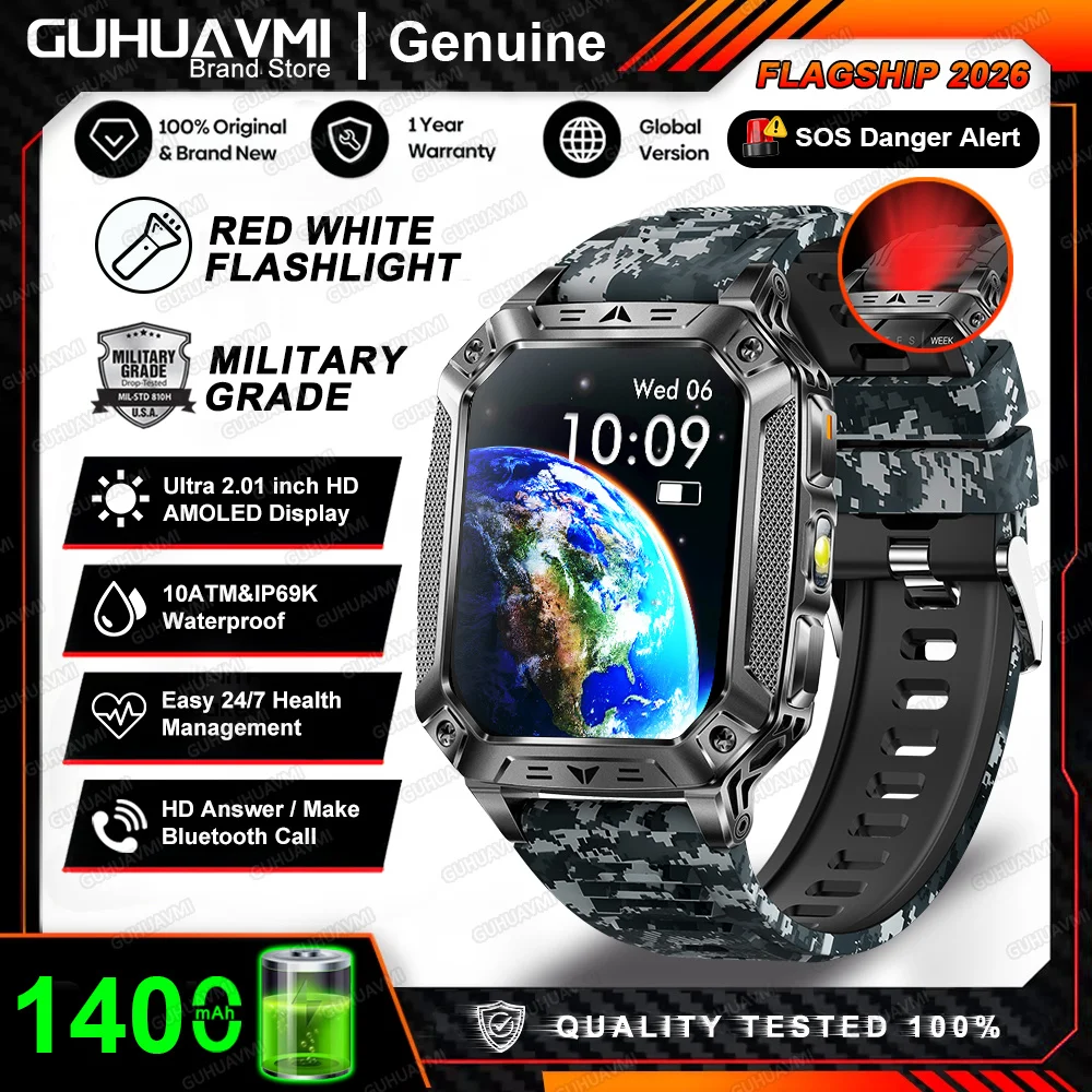 Smartwatch męski outdoor z GPS i baterią 1400mAh Niebieski