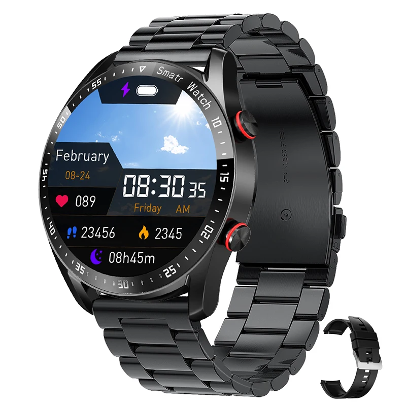 Smartwatch męski sportowy z funkcją dzwonienia i pomiarem EKG Czarny