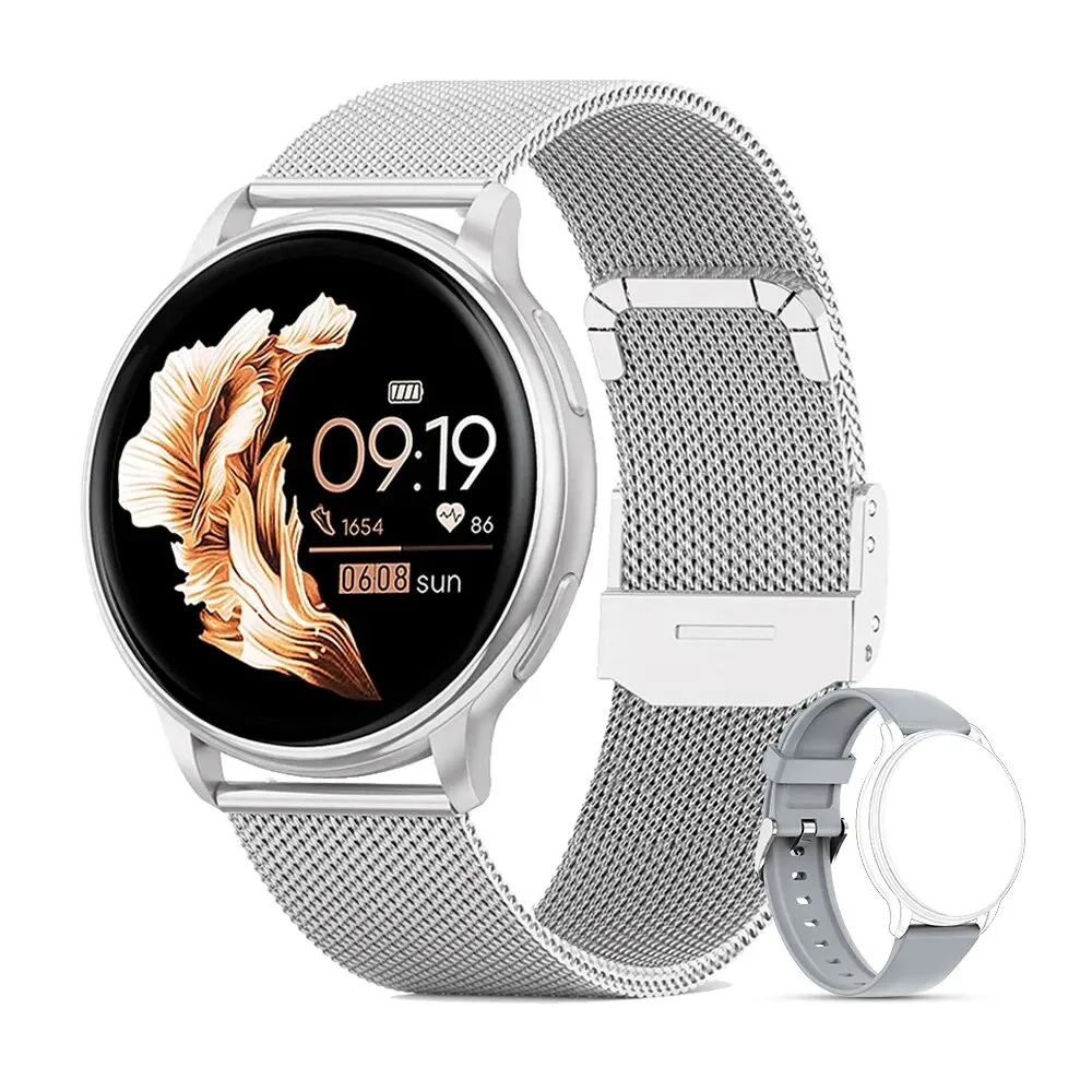 Smartwatch Mevaden z funkcją rozmów Bluetooth i pomiarem tętna Srebrny