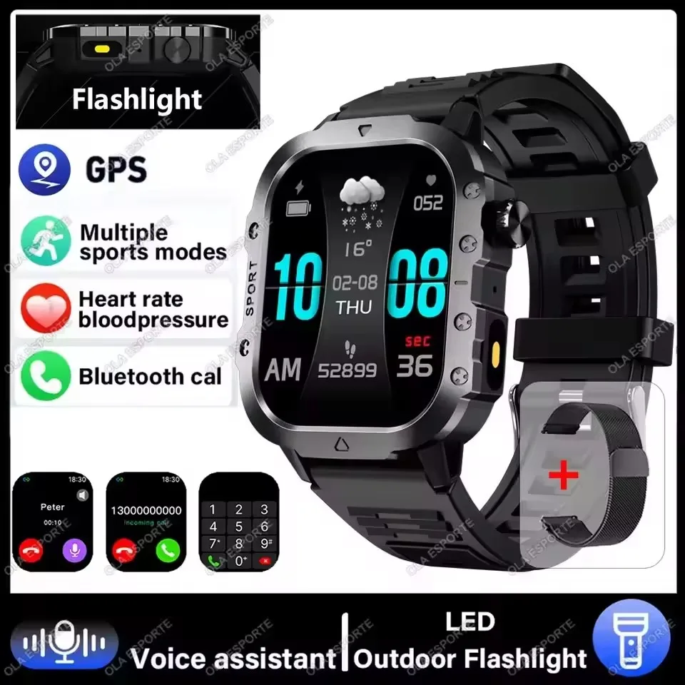 Smartwatch militarny GPS z Bluetooth i monitorem zdrowia New bk22milan
