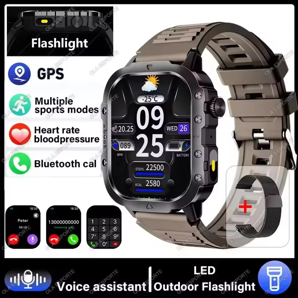 Smartwatch militarny GPS z Bluetooth i monitorem zdrowia New br22bkmilan