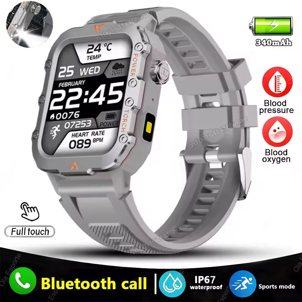 Smartwatch militarny GPS z Bluetooth i monitorem zdrowia Srebrny