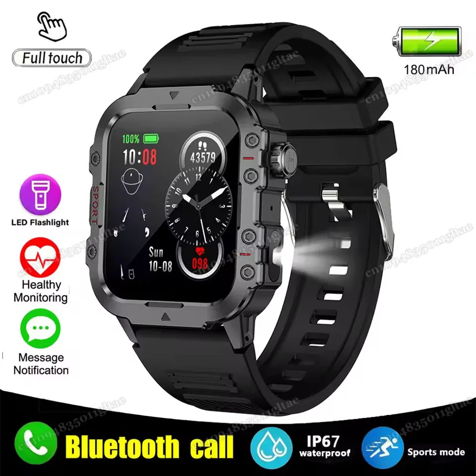 Smartwatch militarny męski z GPS, AMOLED i Bluetooth Czarny