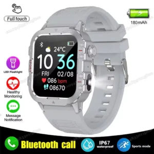 Smartwatch militarny męski z GPS, AMOLED i Bluetooth Srebrny