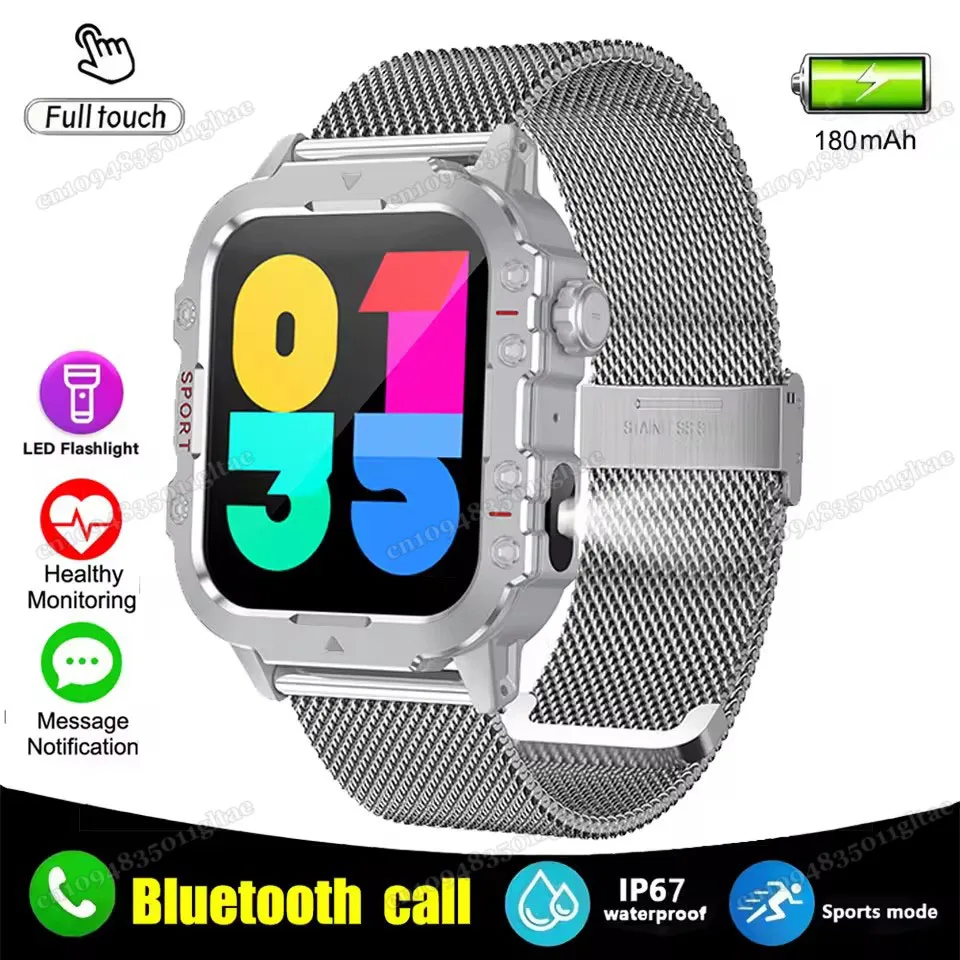 Smartwatch militarny męski z GPS, AMOLED i Bluetooth 1.44 silver22milan