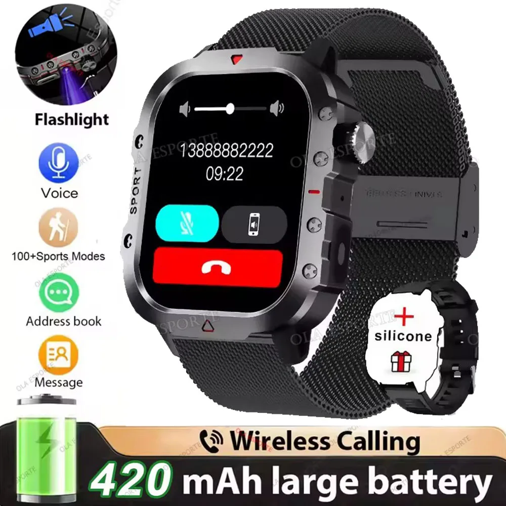 Smartwatch militarny męski z GPS, AMOLED i Bluetooth 2.01 bk22milan
