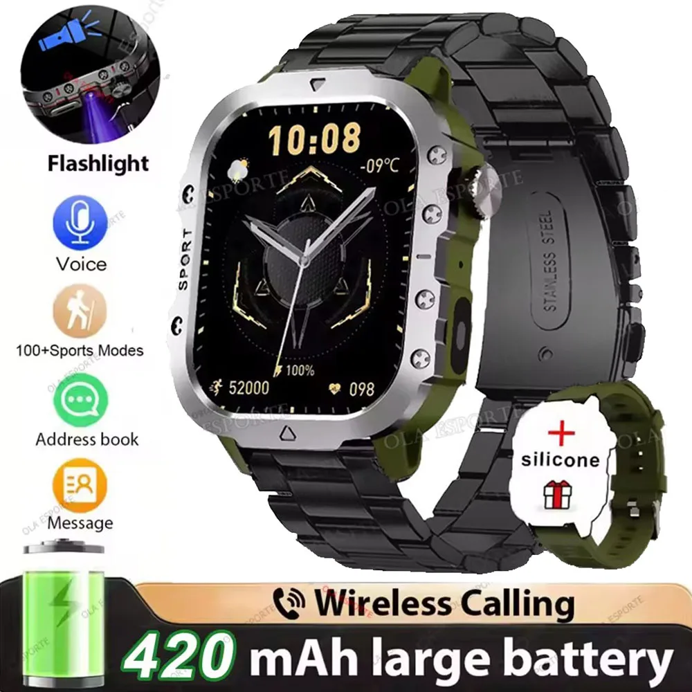 Smartwatch militarny męski z GPS, AMOLED i Bluetooth 2.01 gr22bkszstrap