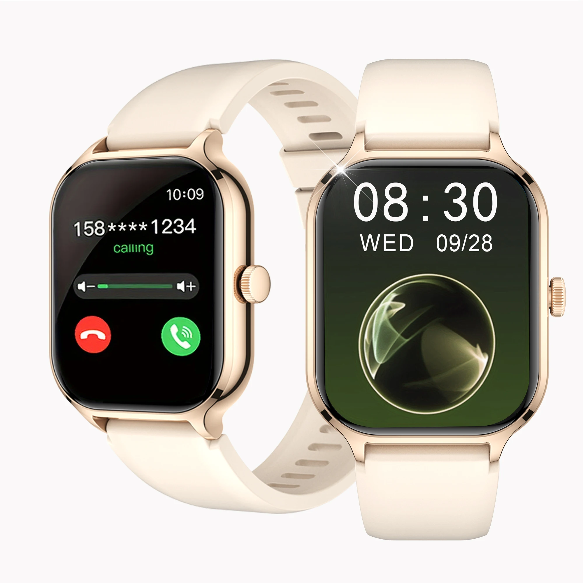 Smartwatch z funkcją rozmów i trybami sportowymi - dla iPhone i Android Złoty