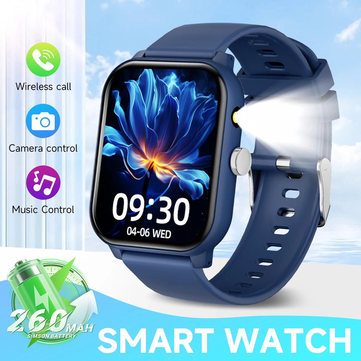Smartwatch sportowy z ekranem 1.83 cala i rozmowami Bluetooth Darkblue