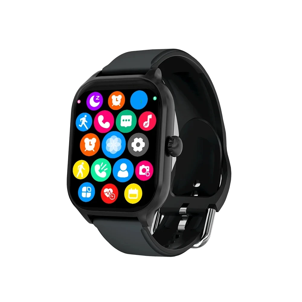 Smartwatch sportowy z pełnym ekranem dotykowym i pomiarem fitness Czarny