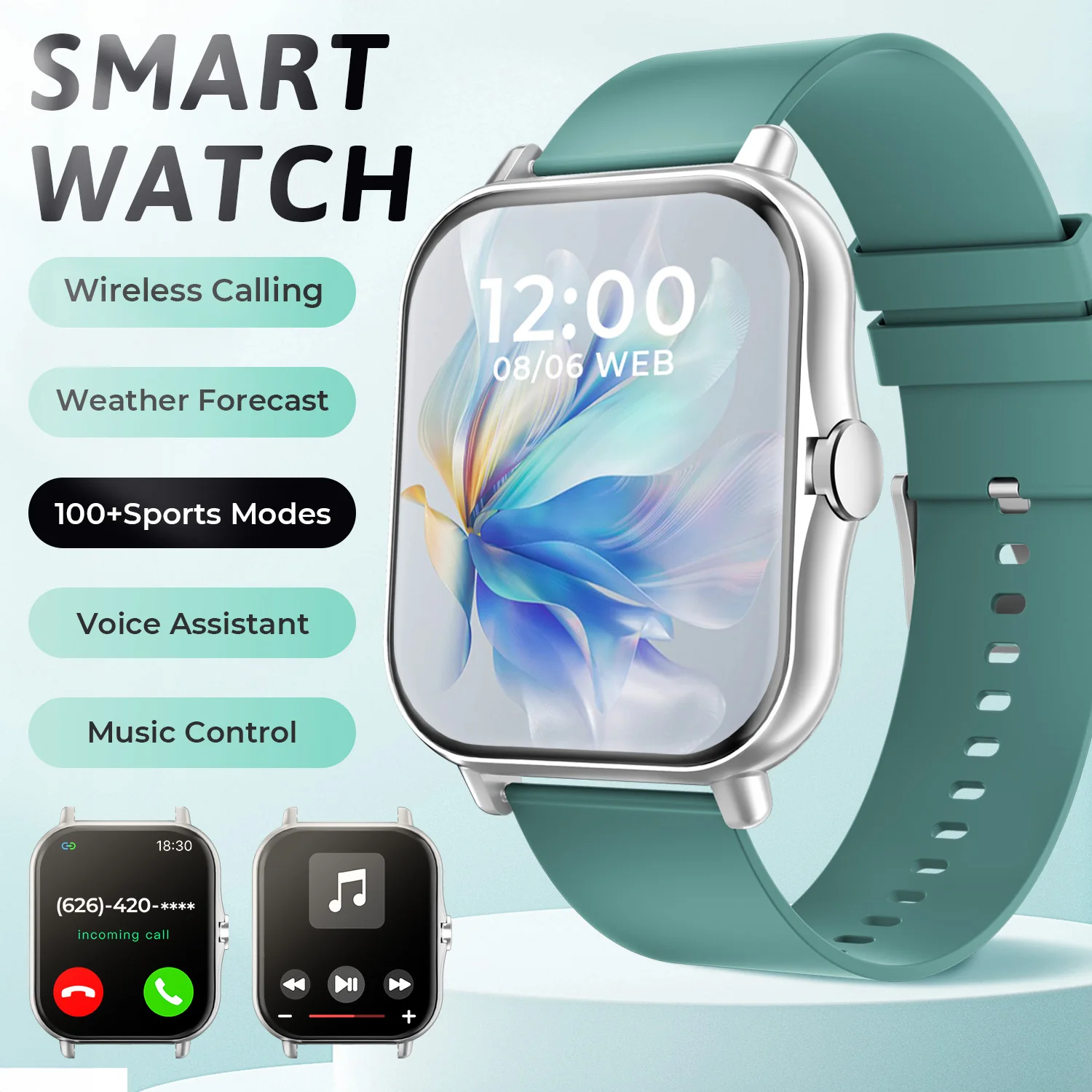 Smartwatch sportowy z pomiarem tętna i snu Zielony