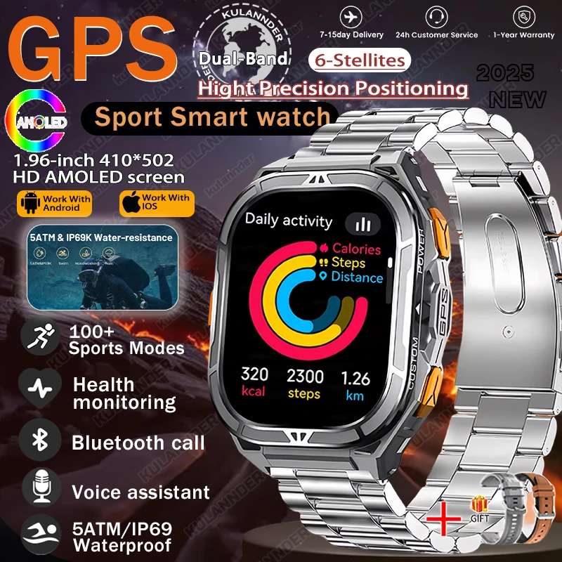 Smartwatch sportowy z GPS – kompas i pomiar zdrowia Silve steel 2a