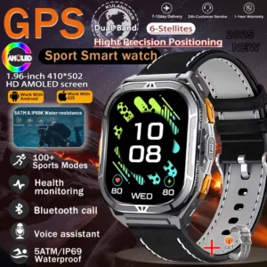 Smartwatch sportowy z GPS – kompas i pomiar zdrowia Starlight leather