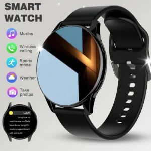 Smartwatch unisex z połączeniami Bluetooth i trybami sportowymi – kompatybilny z iPhone i Android Czarny