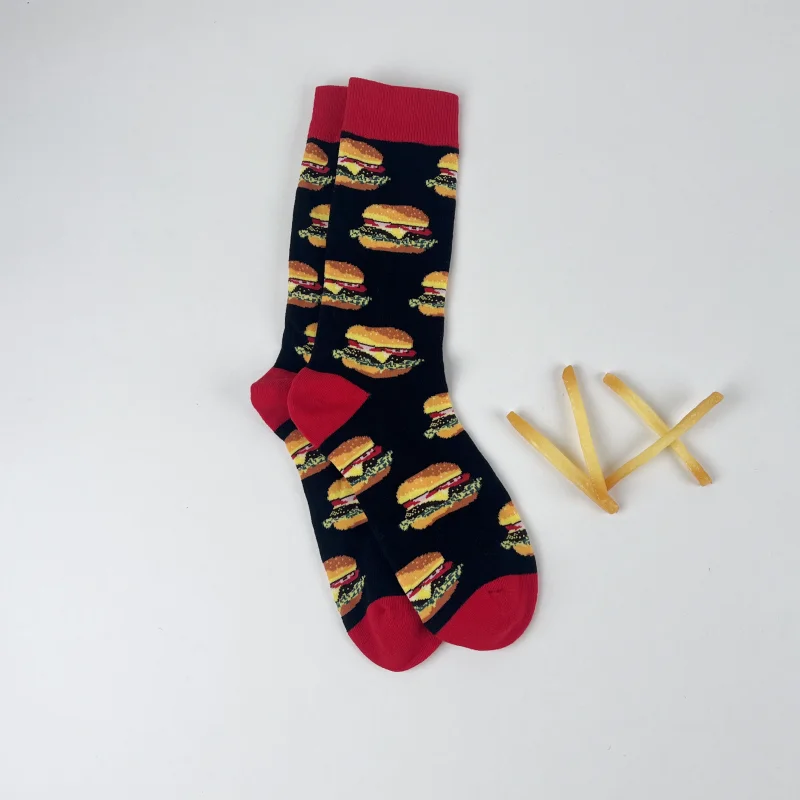 Śmieszne skarpetki unisex z nadrukiem ketchup AB para Bordowy