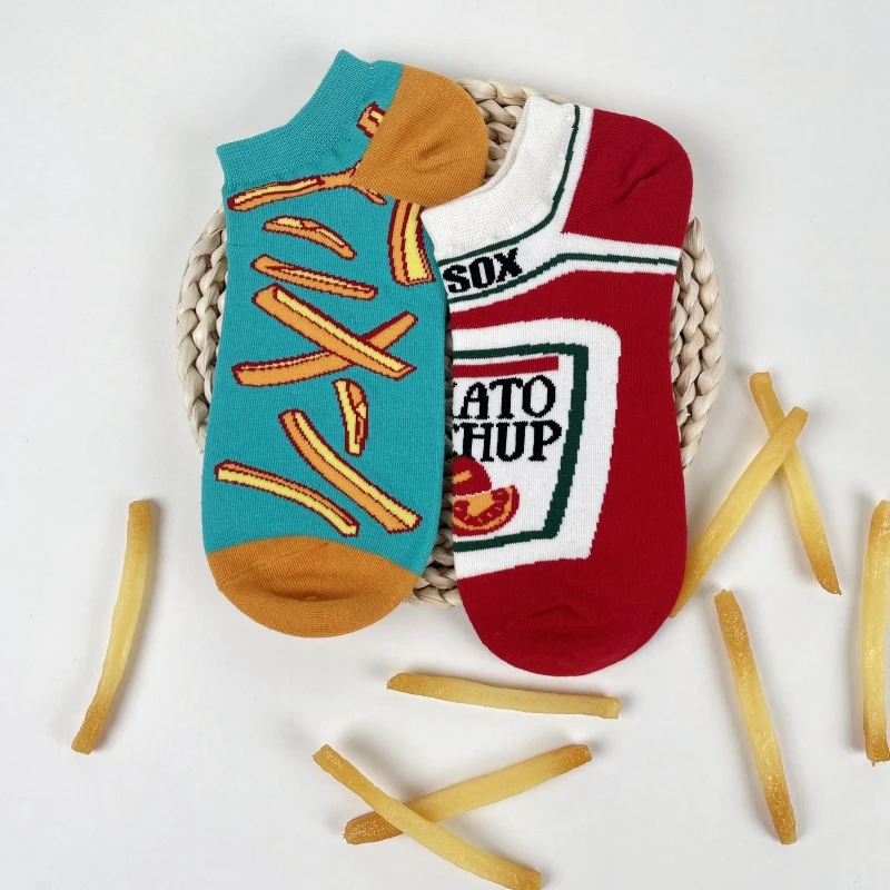 Śmieszne skarpetki unisex z nadrukiem ketchup AB para Mieszany kolor