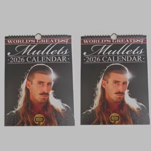 Śmieszny kalendarz ścienny 2026 z fryzurami mullet Wielo